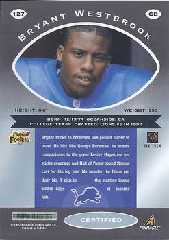 1997 Pinnacle Certified #127 Bryant Westbrook Back