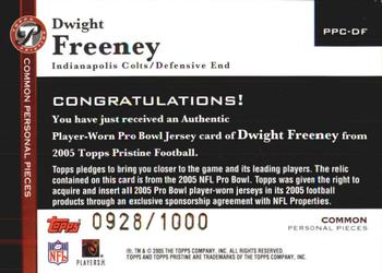 2005 Topps Pristine - Personal Pieces Common #PPC-DF Dwight Freeney Back