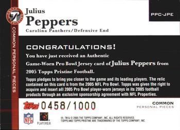 2005 Topps Pristine - Personal Pieces Common #PPC-JPE Julius Peppers Back