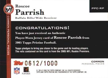 2005 Topps Pristine - Personal Pieces Common #PPC-RP Roscoe Parrish Back