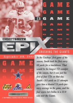 1997 Pinnacle - Epix Orange #E1 Emmitt Smith Back