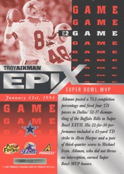 1997 Pinnacle - Epix Orange #E2 Troy Aikman Back