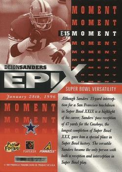 1997 Pinnacle - Epix Orange #E15 Deion Sanders Back