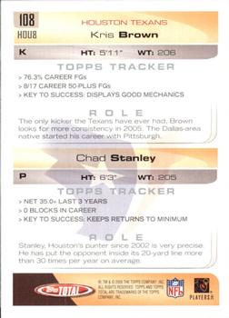 2005 Topps Total - Silver #108 Chad Stanley / Kris Brown Back