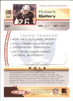 2005 Topps Total - Silver #178 Robert Gallery Back