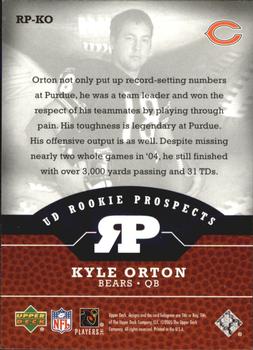 2005 Upper Deck - UD Rookie Prospects #RP-KO Kyle Orton Back