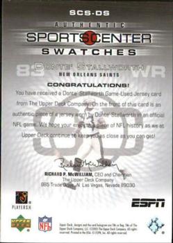 2005 Upper Deck ESPN - SportsCenter Swatches #SCS-DS Donte Stallworth Back