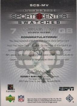 2005 Upper Deck ESPN - SportsCenter Swatches #SCS-MV Michael Vick Back