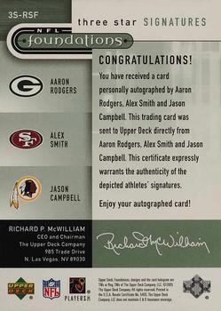 2005 Upper Deck Foundations - Three Star Signatures #3S-RSF Aaron Rodgers / Alex Smith / Jason Campbell Back