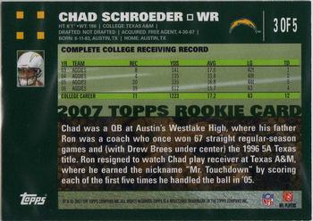 2007 Topps - San Diego Chargers #3 Chad Schroeder Back
