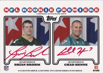 2008 Topps - NFL Rookie Premiere Quad Autographs Red Ink #NNO Matt Ryan / Joe Flacco / Brian Brohm / Chad Henne Back
