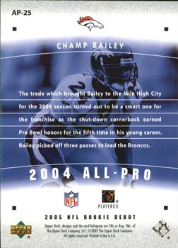 2005 Upper Deck Rookie Debut - All-Pros #AP-25 Champ Bailey Back