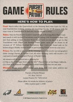 1997 Pinnacle X-Press - Pursuit of Paydirt Base Players #NNO Rodney Peete Back