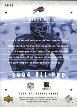2005 Upper Deck Rookie Debut - All-Pros Blue #AP-28 Terrence McGee Back