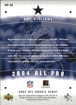 2005 Upper Deck Rookie Debut - All-Pros Gold Spectrum #AP-30 Roy Williams Back