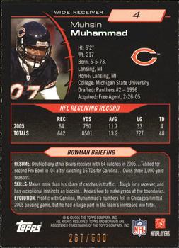 2006 Bowman - Blue #4 Muhsin Muhammad Back