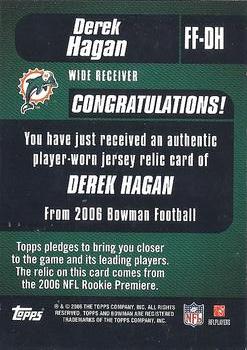 2006 Bowman - Fabric of the Future #FF-DH Derek Hagan Back