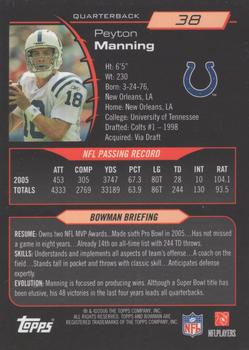 2006 Bowman - Gold #38 Peyton Manning Back