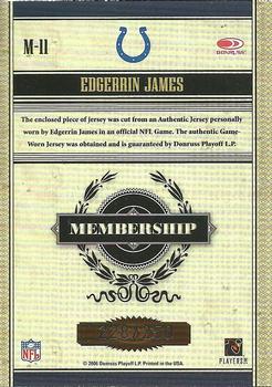 2006 Donruss Classics - Membership VIP Jerseys #M-11 Edgerrin James Back