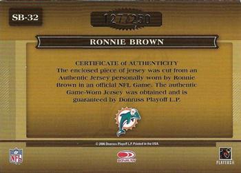 2006 Donruss Classics - Sunday's Best Jerseys #SB-32 Ronnie Brown Back