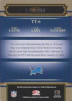 2006 Donruss Classics - Timeless Triples Silver #TT-6 Bobby Layne / Yale Lary / Barry Sanders Back