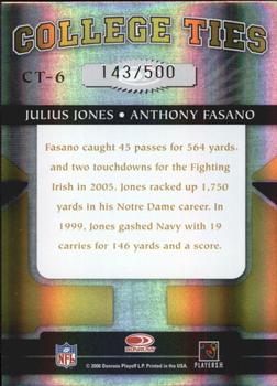 2006 Donruss Elite - College Ties Gold #CT-6 Julius Jones / Anthony Fasano Back