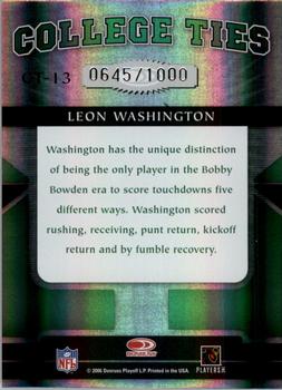 2006 Donruss Elite - College Ties Green #CT-13 Leon Washington Back