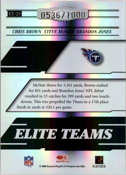 2006 Donruss Elite - Elite Teams Black #ET-25 Chris Brown / Steve McNair / Brandon Jones Back