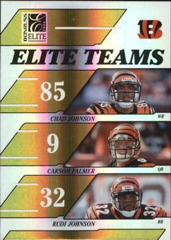 2006 Donruss Elite - Elite Teams Gold #ET-5 Chad Johnson / Carson Palmer / Rudi Johnson Front
