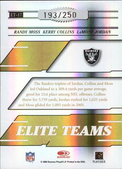 2006 Donruss Elite - Elite Teams Gold #ET-17 Randy Moss / Kerry Collins / LaMont Jordan Back