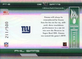 2006 Donruss Elite - Passing the Torch Green #PT-8 Phil Simms Back