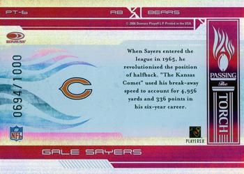 2006 Donruss Elite - Passing the Torch Red #PT-6 Gale Sayers Back
