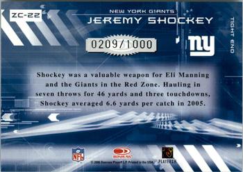 2006 Donruss Elite - Zoning Commission Gold #ZC-22 Jeremy Shockey Back