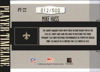 2006 Donruss Gridiron Gear - Player Timeline Gold #PT-22 Mike Hass Back