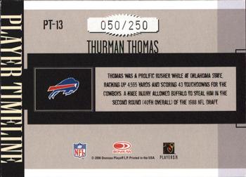 2006 Donruss Gridiron Gear - Player Timeline Silver #PT-13 Thurman Thomas Back