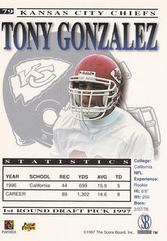1997 Pro Line Gems #79 Tony Gonzalez Back