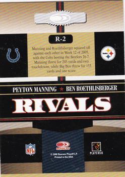 2006 Donruss Gridiron Gear - Rivals Red #R-2 Peyton Manning / Ben Roethlisberger Back