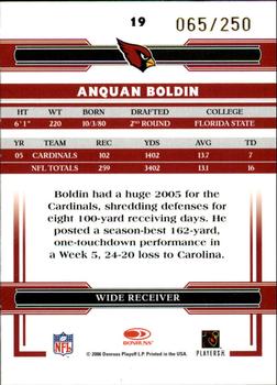2006 Donruss Threads - Bronze Holofoil #19 Anquan Boldin Back