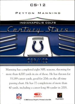 2006 Donruss Threads - Century Stars Blue #CS-12 Peyton Manning Back