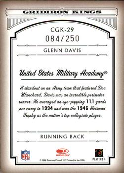 2006 Donruss Threads - College Gridiron Kings Silver Holofoil #CGK-29 Glenn Davis Back