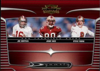 2006 Donruss Threads - Dynasty Gold #D-2 Joe Montana / Jerry Rice / Steve Young Front