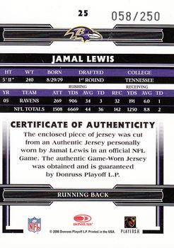 2006 Donruss Threads - Jerseys #25 Jamal Lewis Back