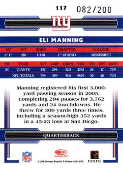 2006 Donruss Threads - Retail Blue #117 Eli Manning Back