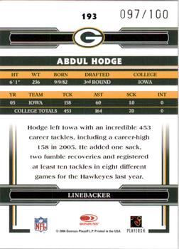2006 Donruss Threads - Retail Green #193 Abdul Hodge Back