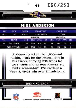 2006 Donruss Threads - Retail Pewter #41 Mike Anderson Back