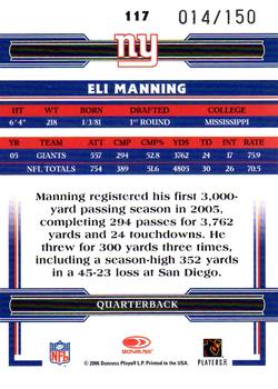 2006 Donruss Threads - Retail Red #117 Eli Manning Back