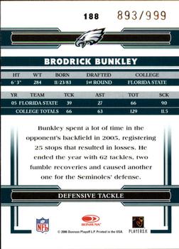 2006 Donruss Threads - Retail Rookies #188 Brodrick Bunkley Back