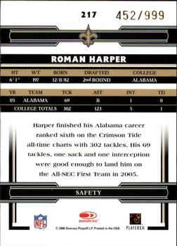 2006 Donruss Threads - Retail Rookies #217 Roman Harper Back