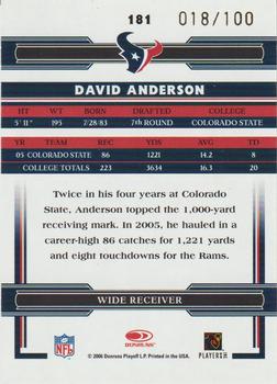2006 Donruss Threads - Rookie Autographs #181 David Anderson Back