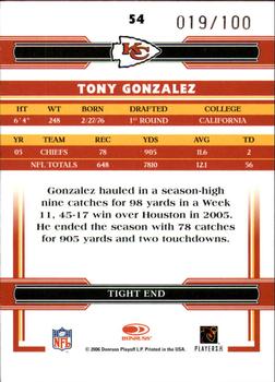 2006 Donruss Threads - Silver Holofoil #54 Tony Gonzalez Back